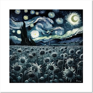 Enchanted Flower Garden Night: Starflower Starry Floral Posters and Art